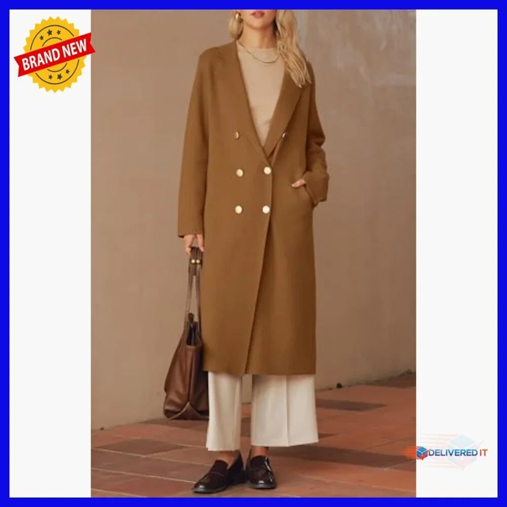 Wool Blend Long Cardigan Sweater Coat Double Breasted Winter Outfit